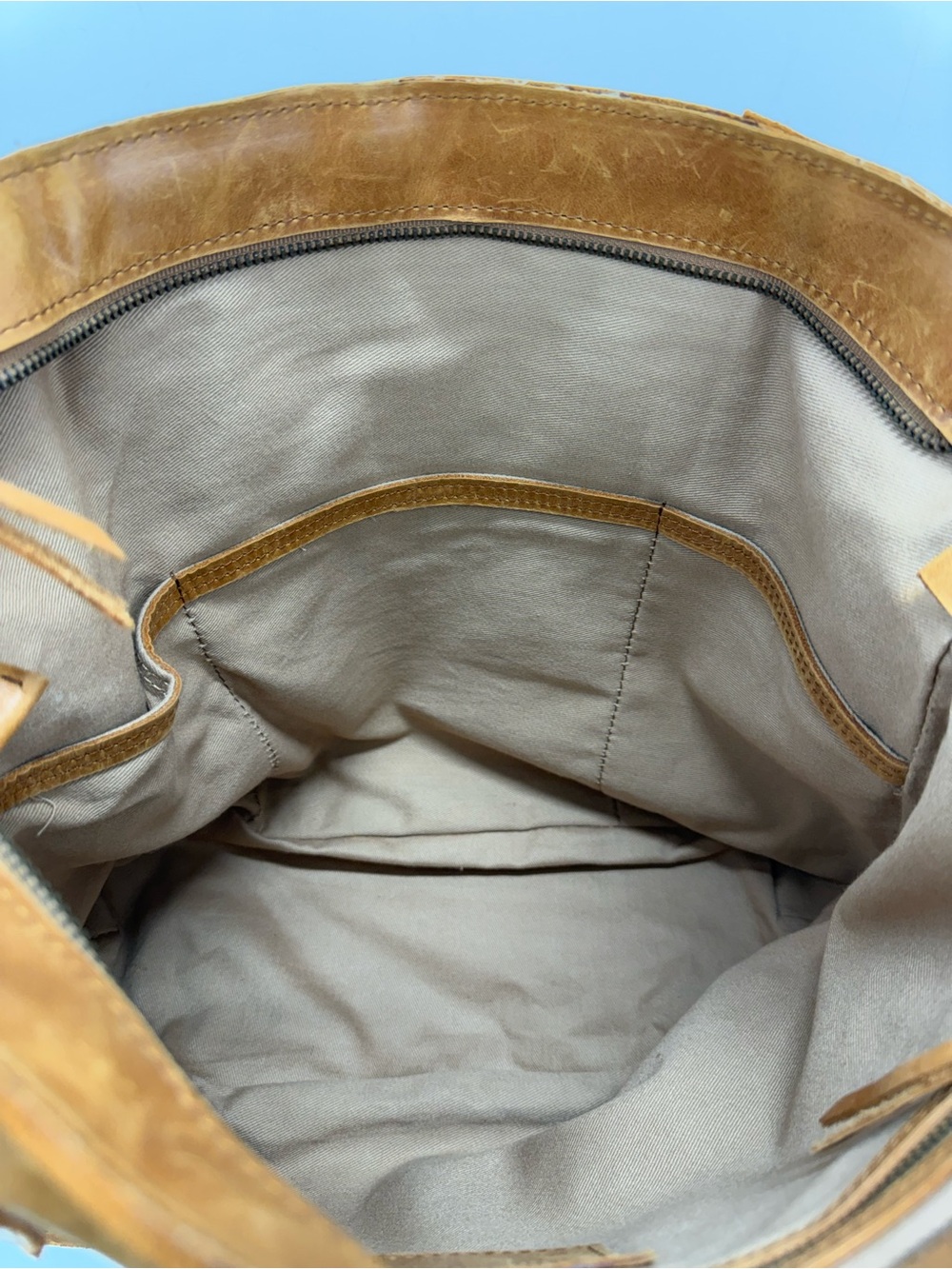 ABLE Alem Cognac Tan Leather Utility Tote Bag - Picture 11 of 13